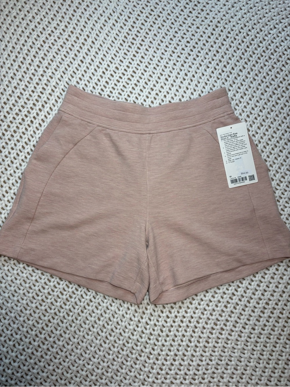 lululemon scuba high rise short 5” waffle in heathered mink berry size medium
